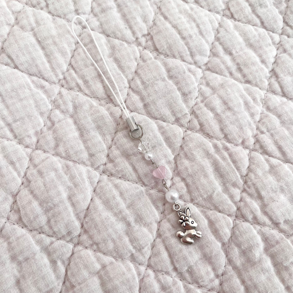 ♡ blush bunny phone charm ♡