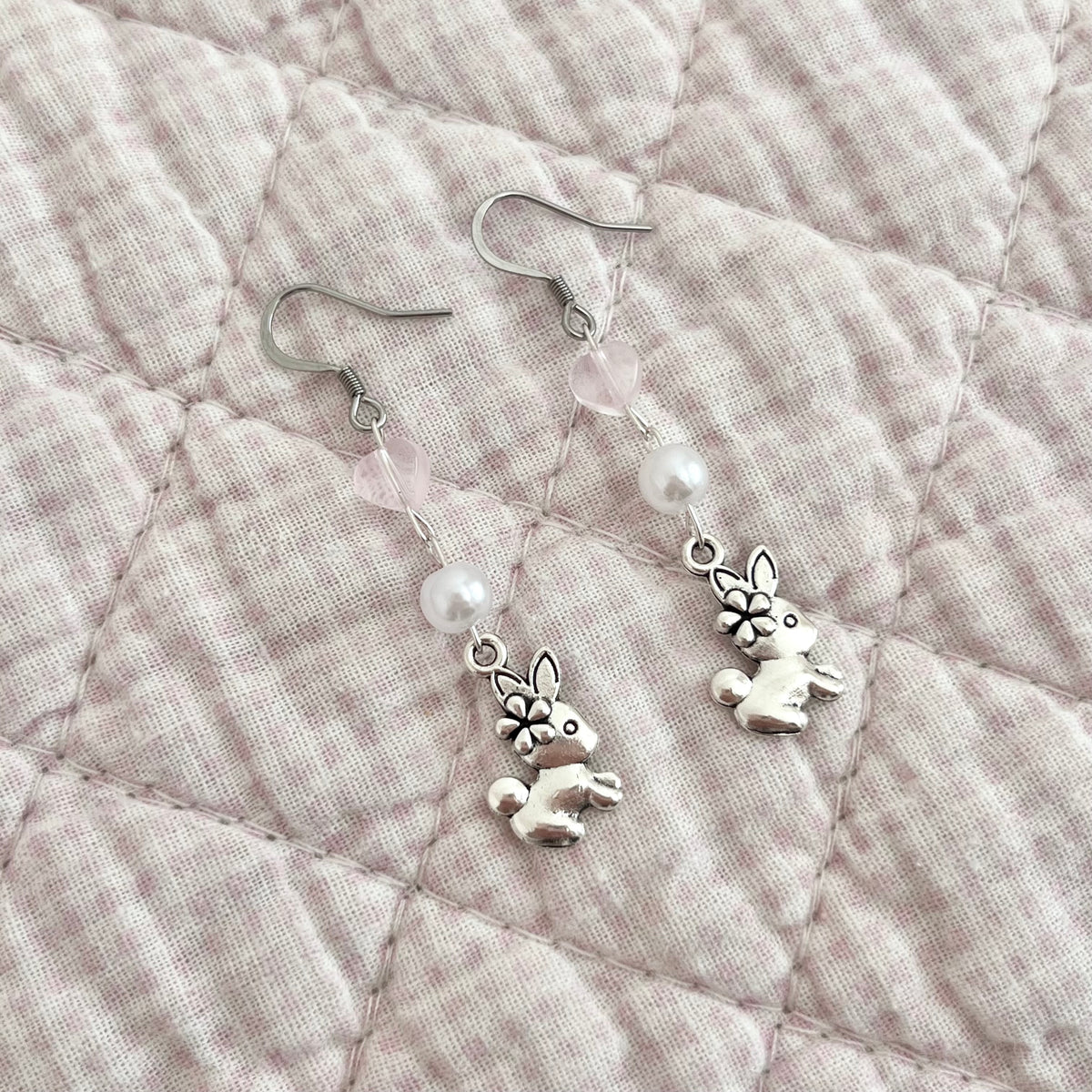 ♡ blush bunny earrings ♡
