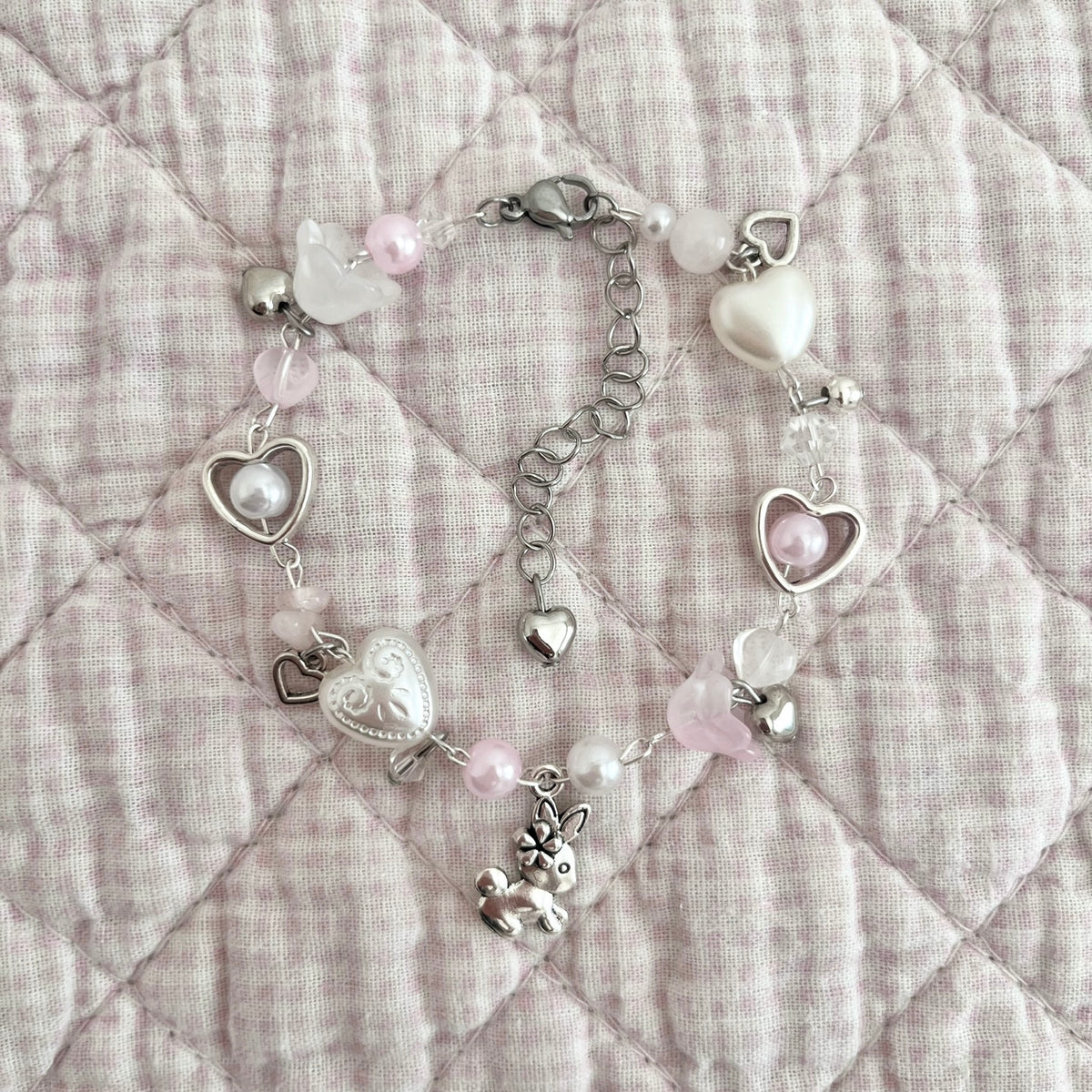 ♡ blush bunny bracelet ♡