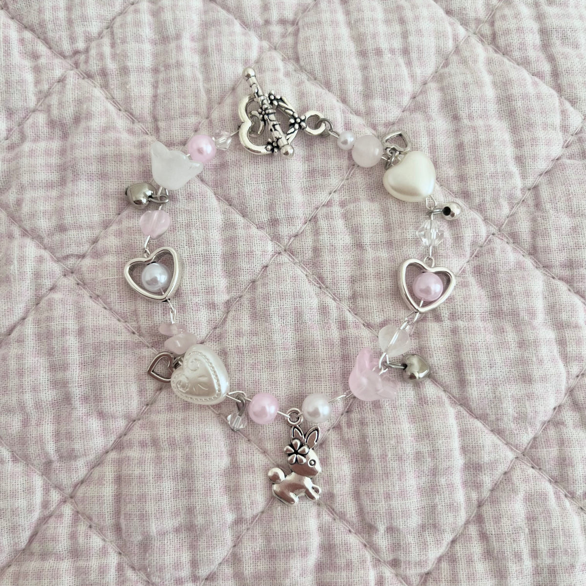 ♡ blush bunny bracelet ♡