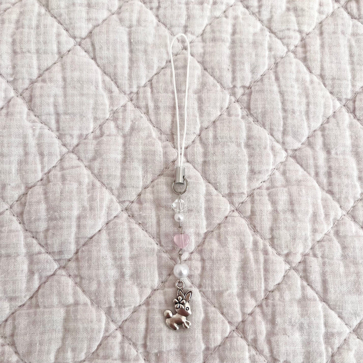 ♡ blush bunny phone charm ♡